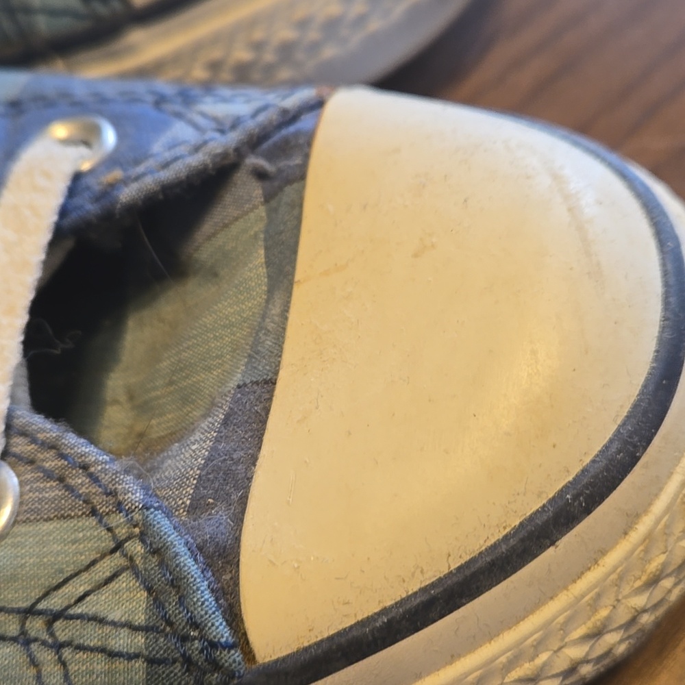 Converse Blue Plaid Athletic Shoes Mens Size 10 Womens Size 12 - Picture 7 of 7